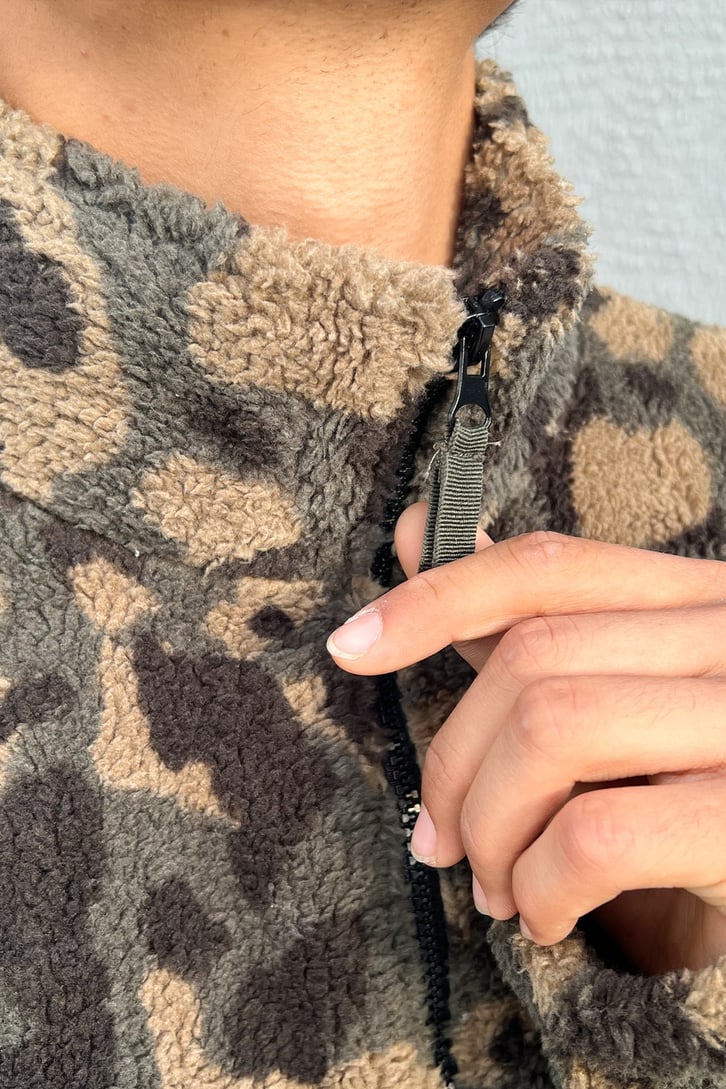 Kamuflaj Desen Peluş Fermuarlı Sweatshirt