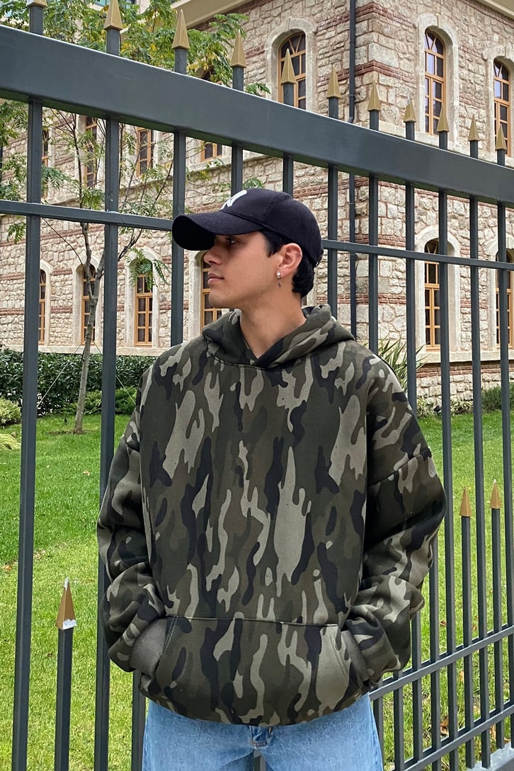 KAMUFLAJ DESEN PREMIUM OVERSIZE HOODIE