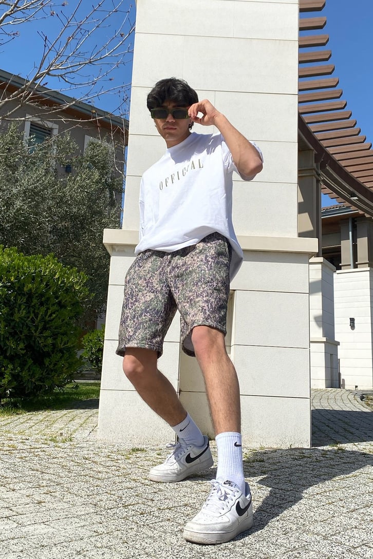 Kamuflaj Desenli Bermuda Şort