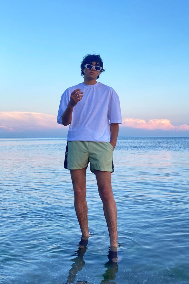 Kamuflaj Detay Yeşil Deniz Şortu