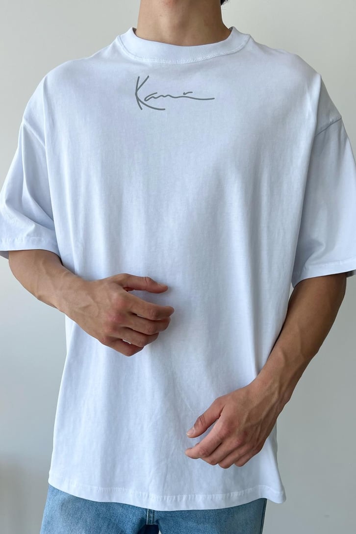 Kani Baskılı Beyaz Oversize Tişört