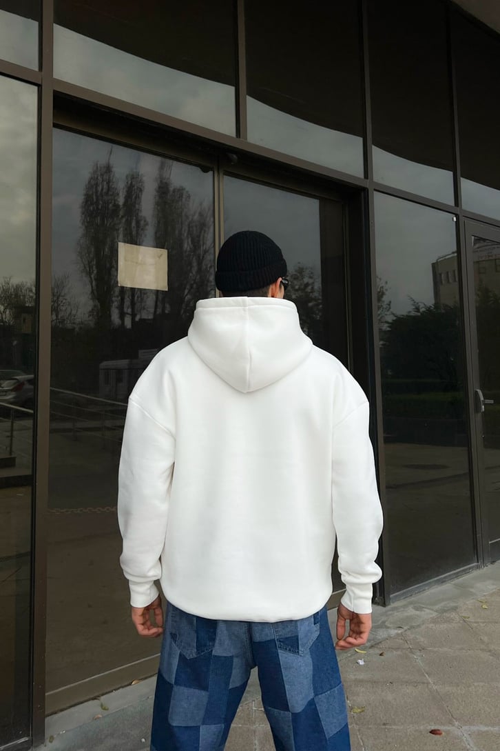 Kani Nakışlı Oversize Hoodie