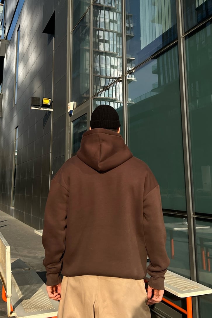 Kani Nakışlı Oversize Hoodie
