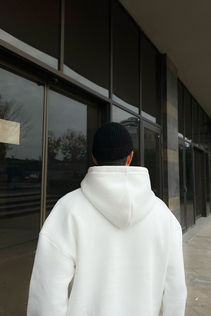 Kani Nakışlı Oversize Hoodie