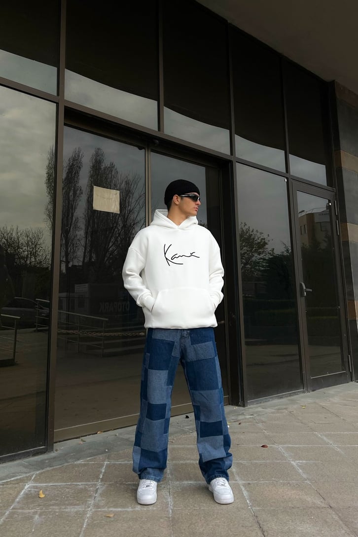 Kani Nakışlı Oversize Hoodie