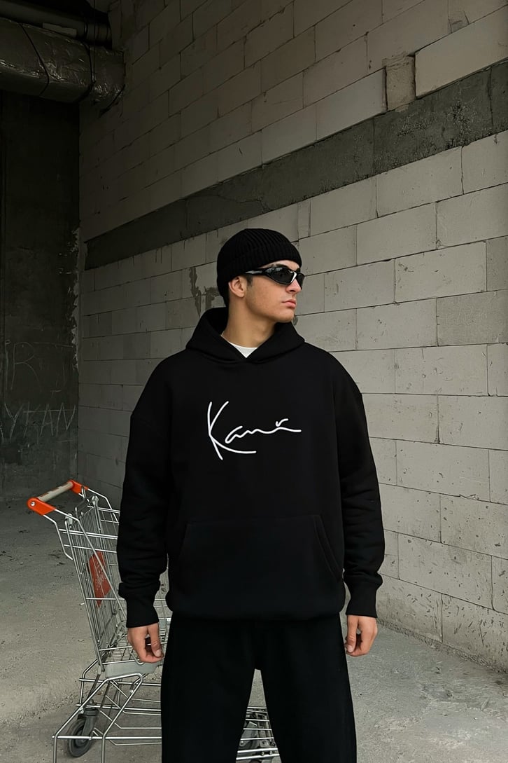 Kani Nakışlı Oversize Hoodie