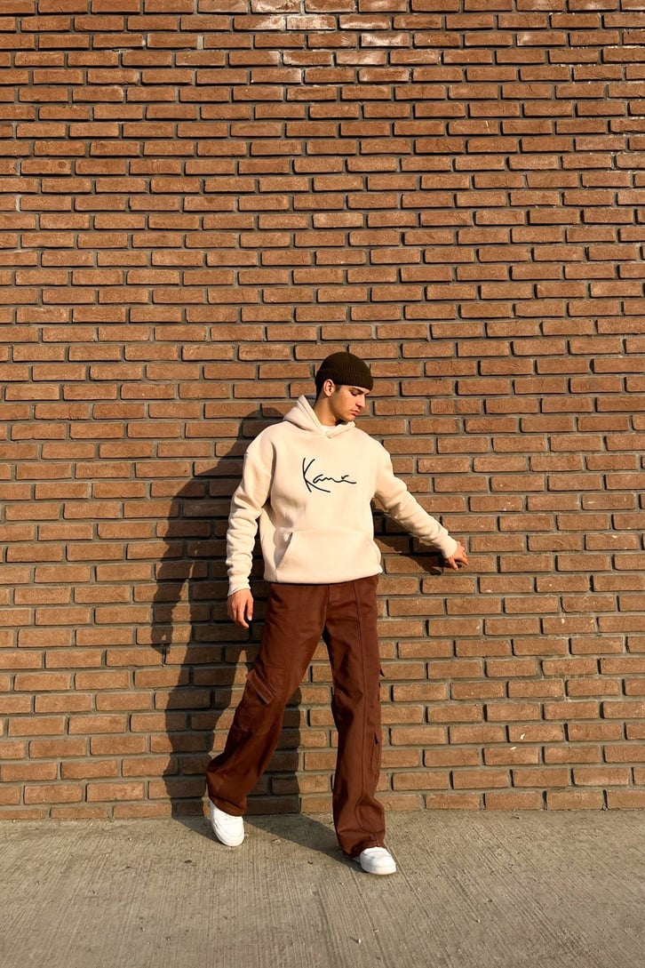 Kani Nakışlı Oversize Hoodie