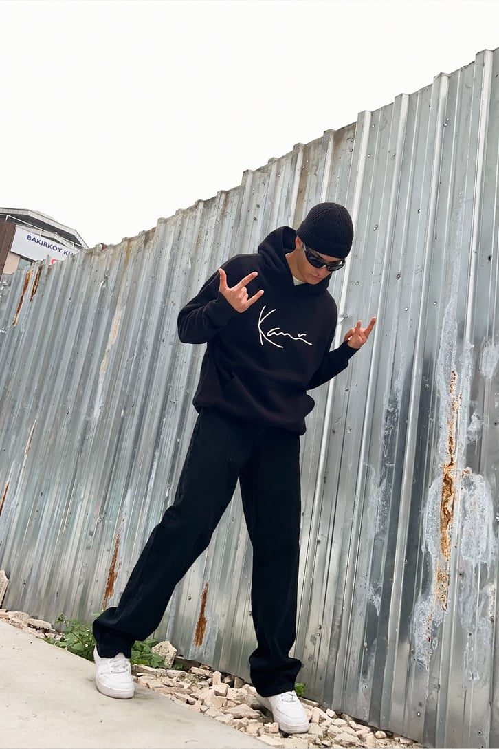 Kani Nakışlı Oversize Hoodie