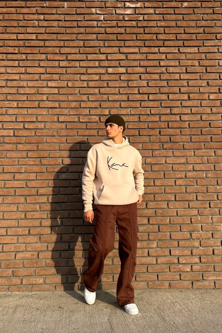 Kani Nakışlı Oversize Hoodie