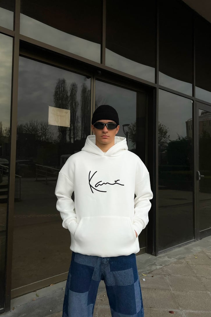 Kani Nakışlı Oversize Hoodie