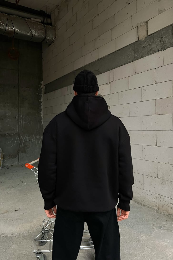 Kani Nakışlı Oversize Hoodie