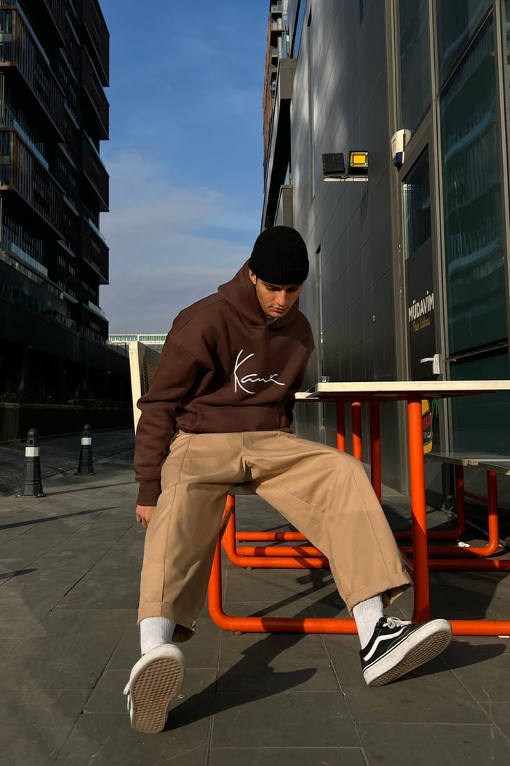 Kani Nakışlı Oversize Hoodie