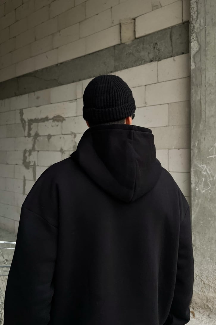 Kani Nakışlı Oversize Hoodie