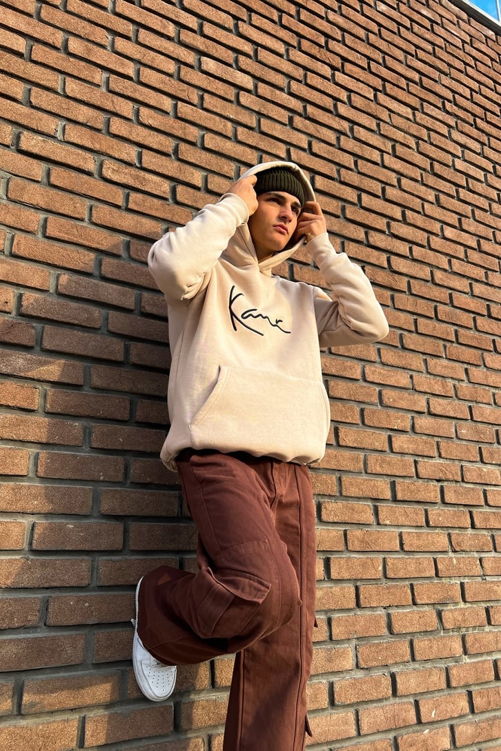 Kani Nakışlı Oversize Hoodie