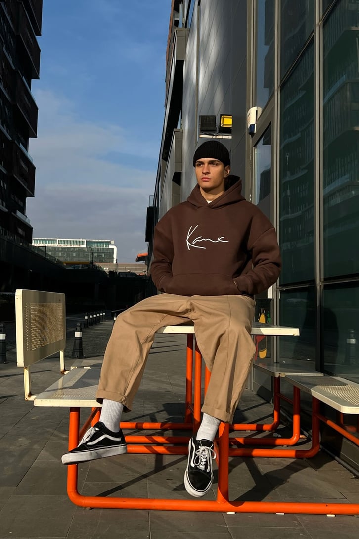 Kani Nakışlı Oversize Hoodie