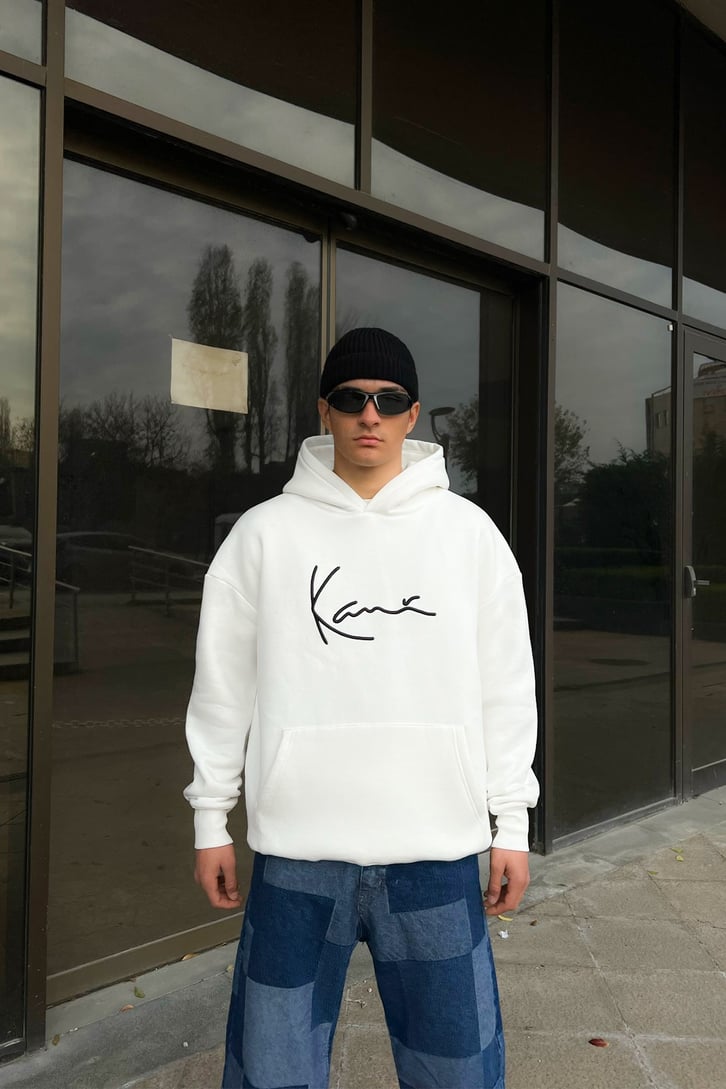Kani Nakışlı Oversize Hoodie