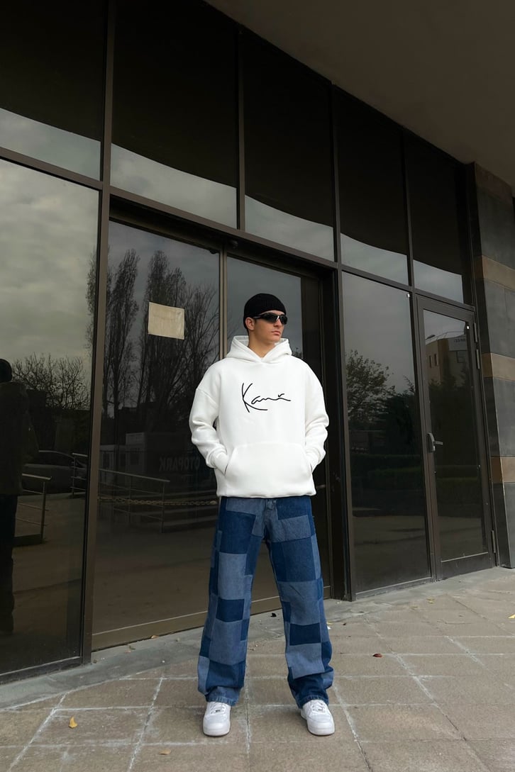 Kani Nakışlı Oversize Hoodie