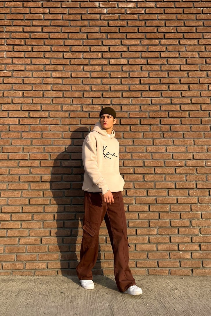 Kani Nakışlı Oversize Hoodie