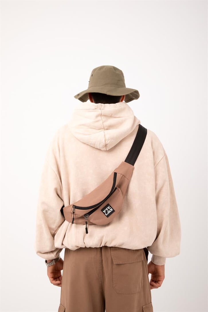 Kani Nakışlı Taş Rengi Oversize Hoodie