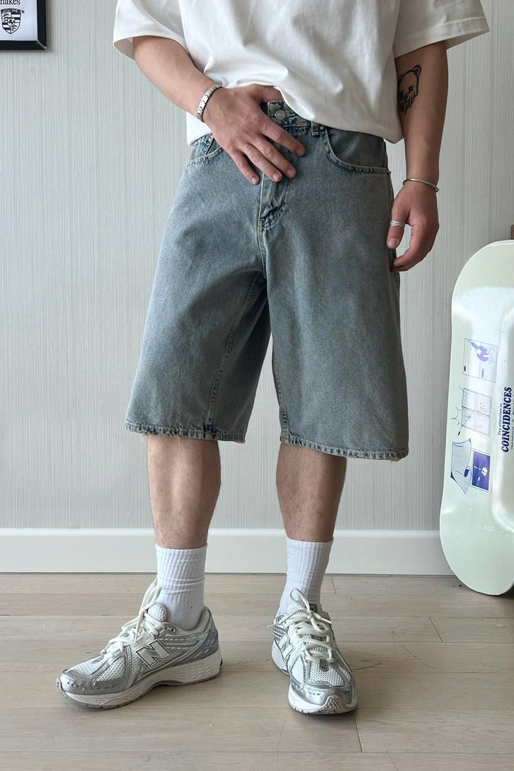 Kar Yıkama Vintage Baggy Şort