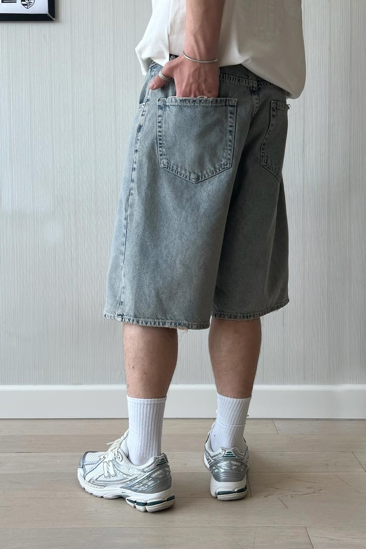 Kar Yıkama Vintage Baggy Şort