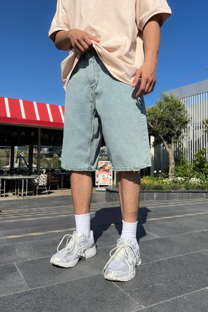 Kar Yıkama Vintage Baggy Şort
