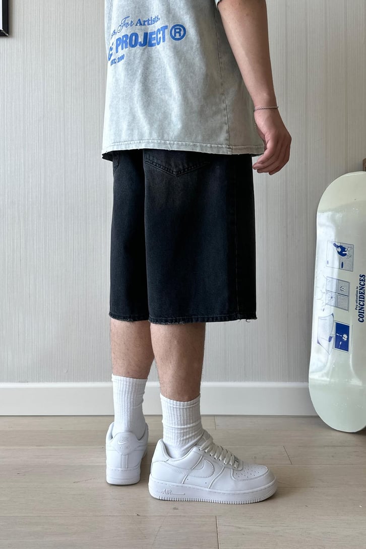 Kar Yıkama Vintage Baggy Şort