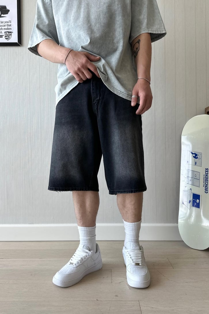 Kar Yıkama Vintage Baggy Şort