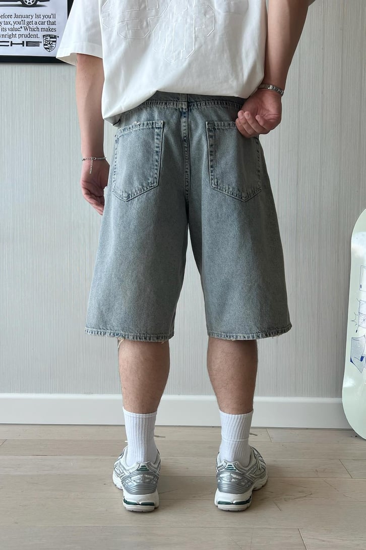 Kar Yıkama Vintage Baggy Şort
