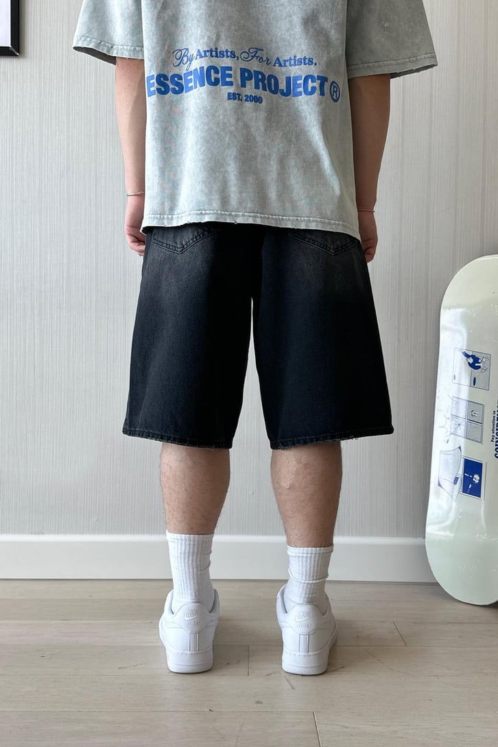 Kar Yıkama Vintage Baggy Şort