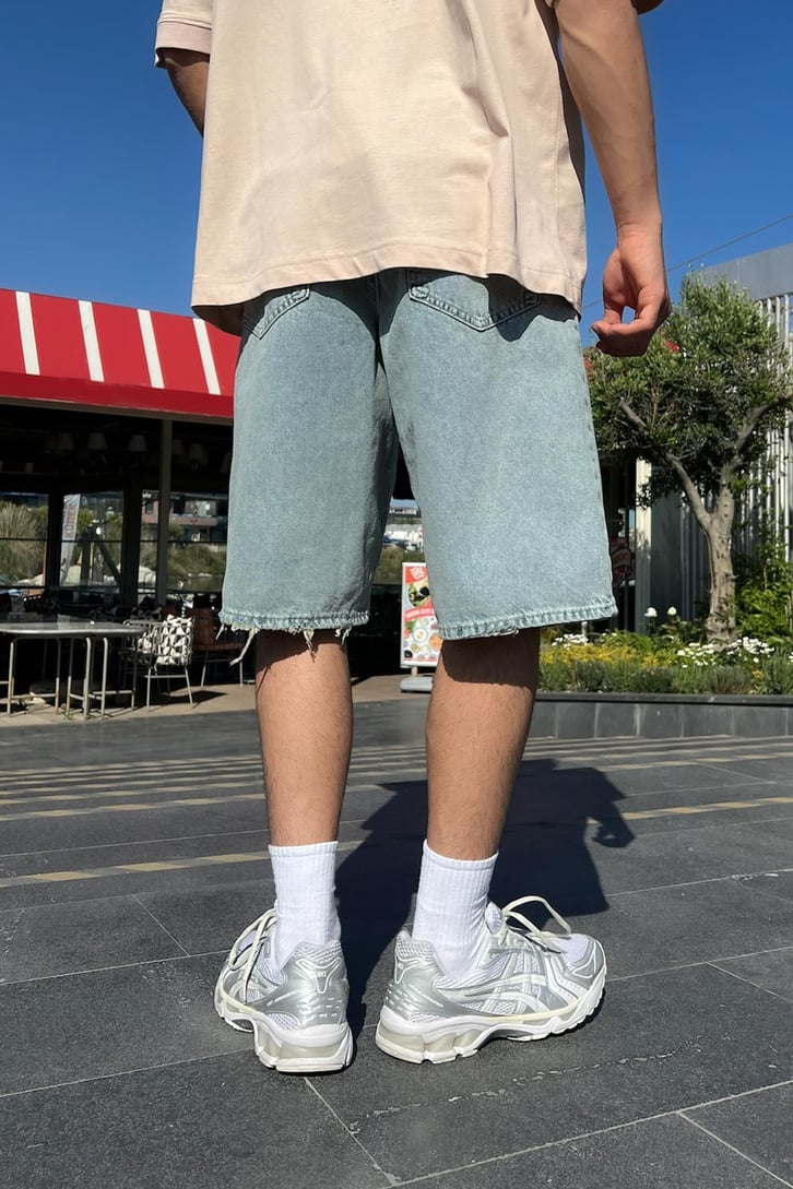 Kar Yıkama Vintage Baggy Şort