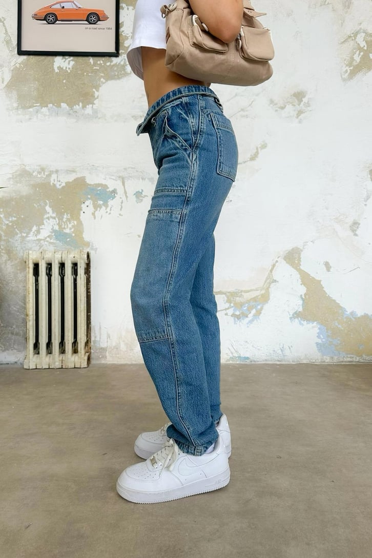 Kare Cepli Mavi Regular Jean