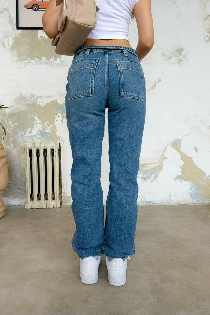 Kare Cepli Mavi Regular Jean