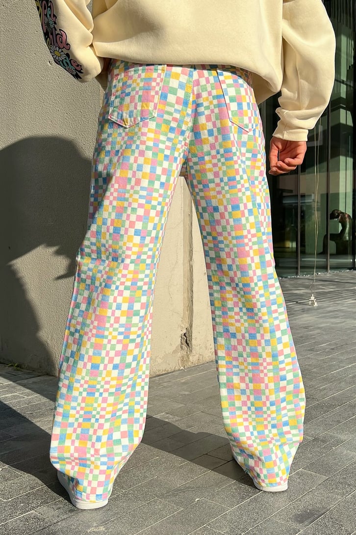 Kare Desen Colorful Baggy Jean