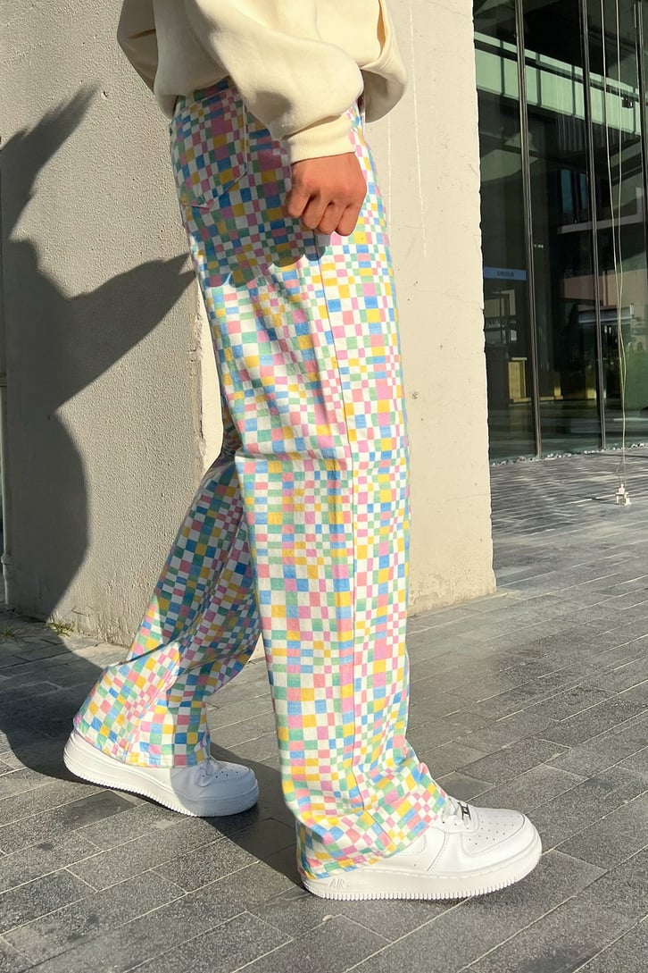 Kare Desen Colorful Baggy Jean