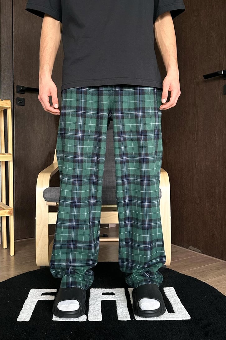 Kare Desenli Yeşil Pijama Altı