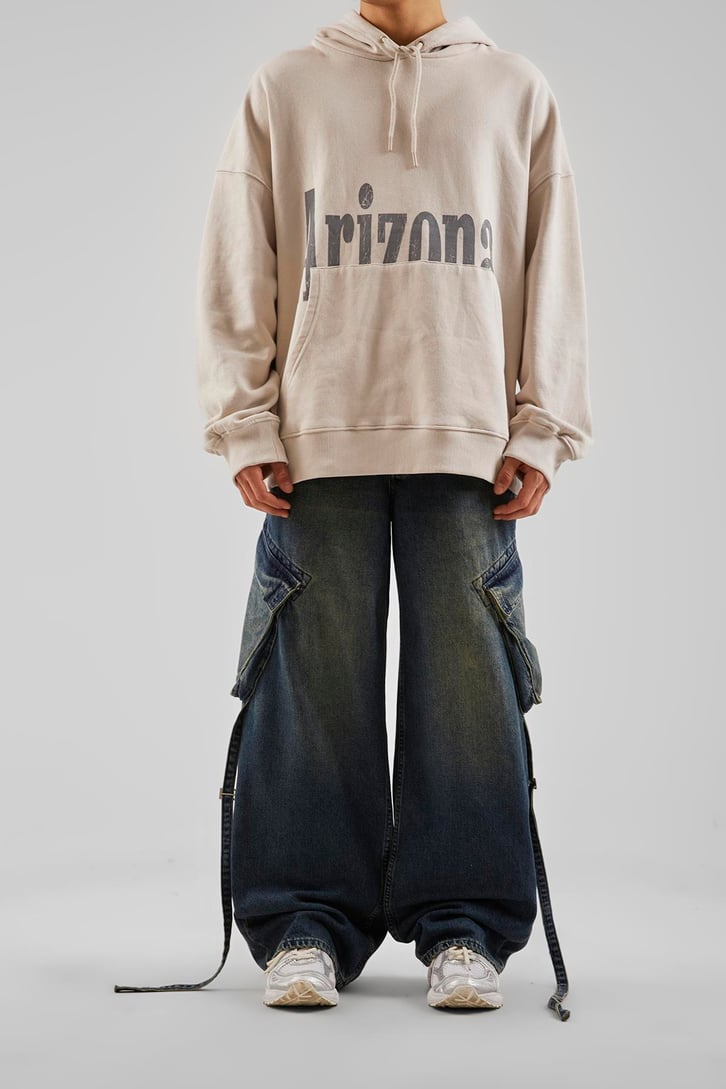 Kargo Cep Aksesuar Detaylı Mavi Baggy Jean