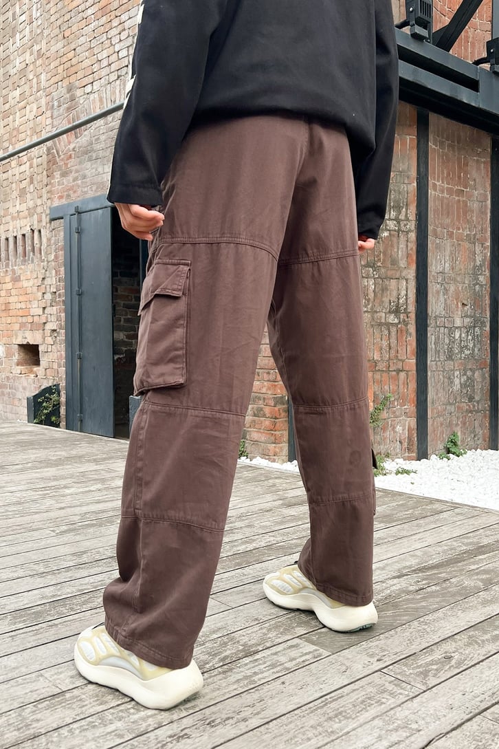 Kargo Cep Detay Kahverengi Baggy Pantolon