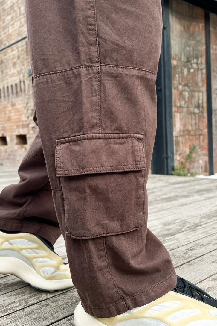 Kargo Cep Detay Kahverengi Baggy Pantolon