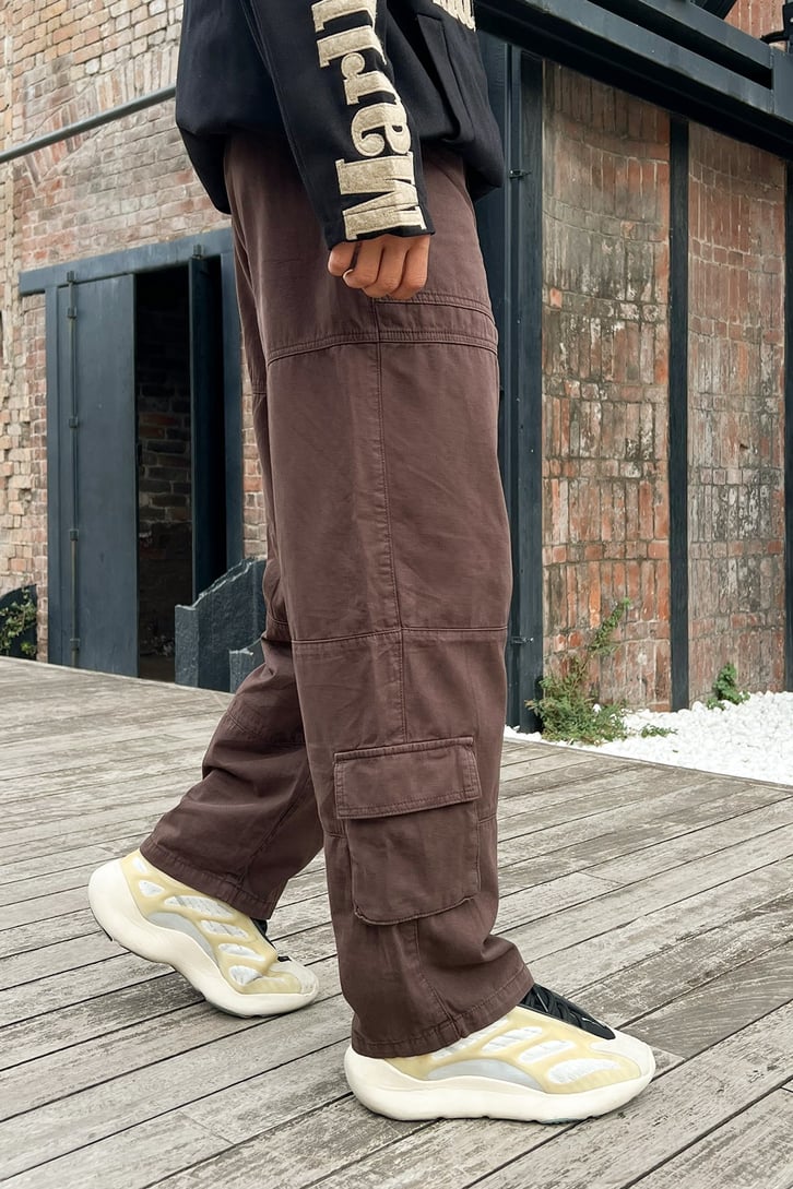 Kargo Cep Detay Kahverengi Baggy Pantolon