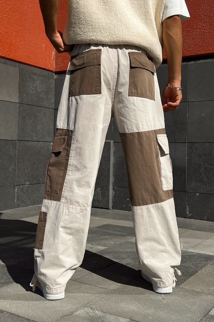 Kargo Cep Detaylı Bej Baggy Pantolon