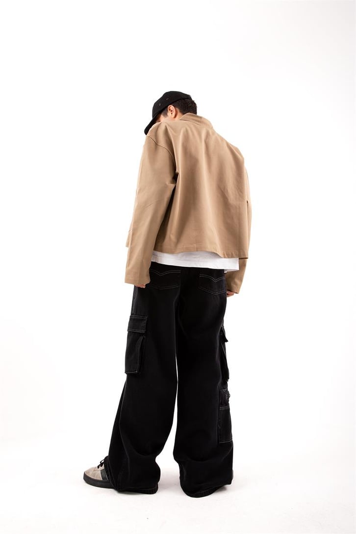 Kargo Cep Detaylı Mavi Baggy Jean