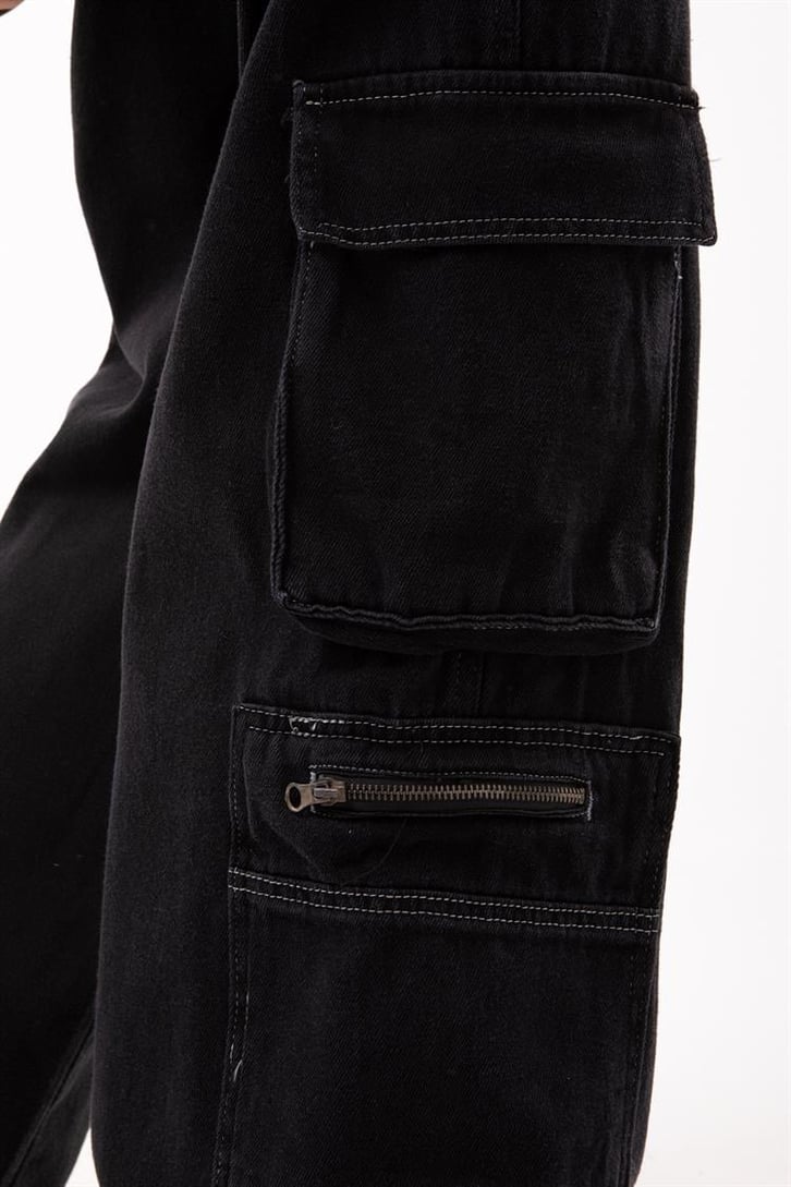 Kargo Cep Detaylı Mavi Baggy Jean