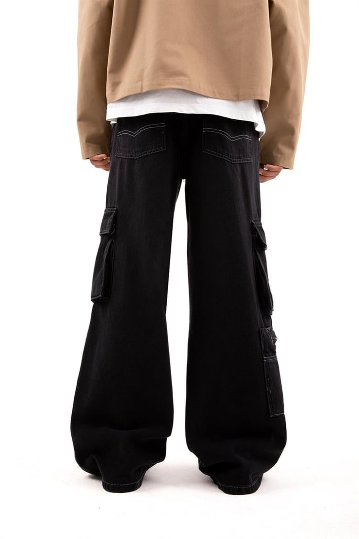 Kargo Cep Detaylı Mavi Baggy Jean