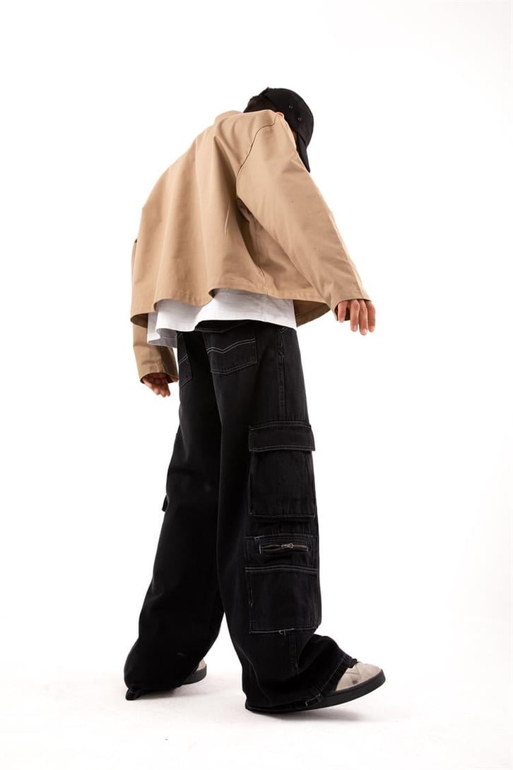 Kargo Cep Detaylı Mavi Baggy Jean
