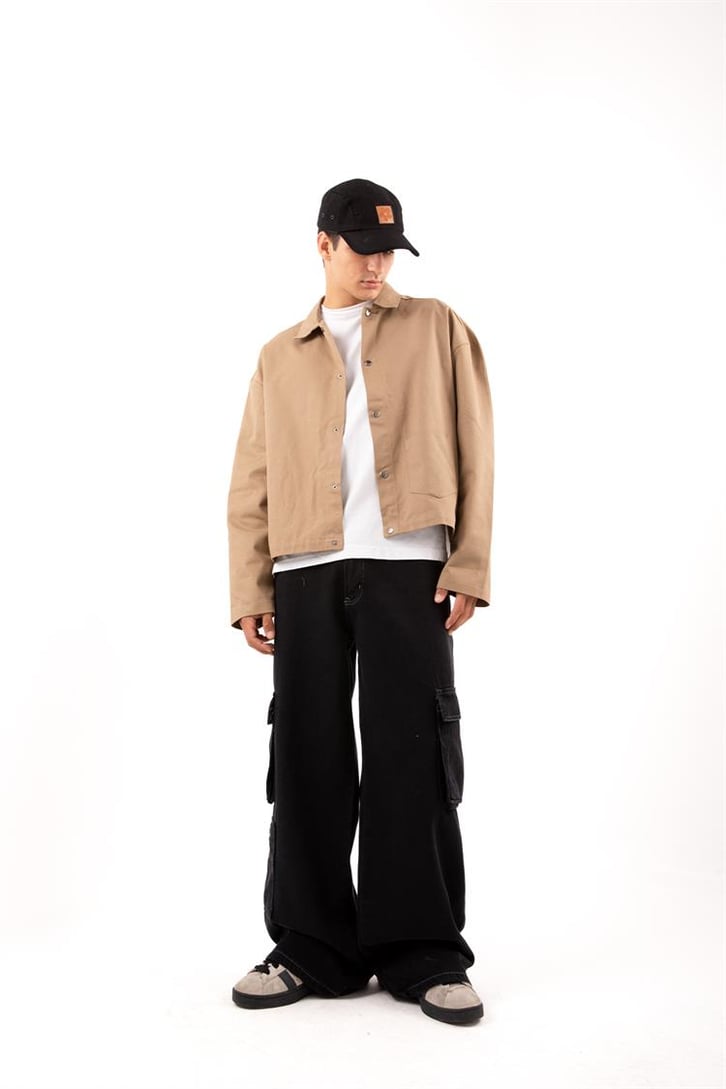 Kargo Cep Detaylı Mavi Baggy Jean