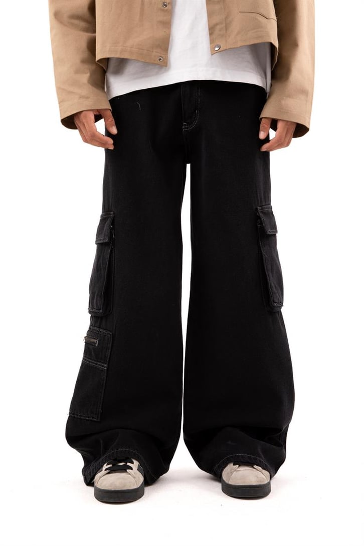 Kargo Cep Detaylı Mavi Baggy Jean