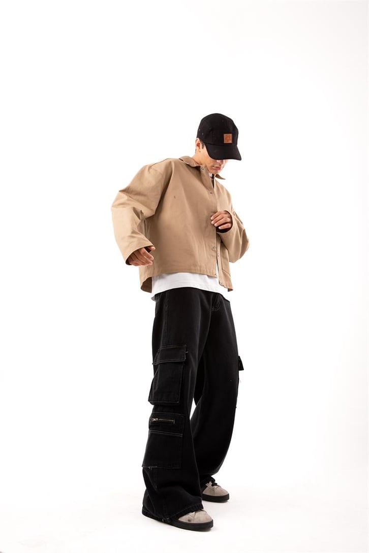 Kargo Cep Detaylı Mavi Baggy Jean