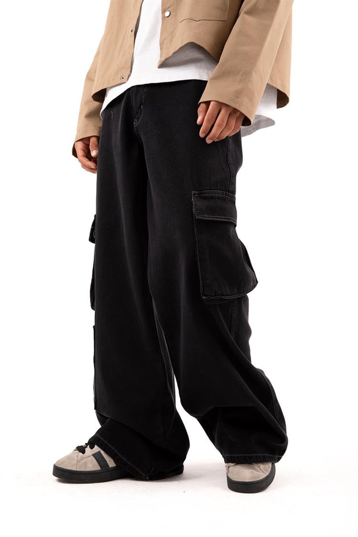 Kargo Cep Detaylı Mavi Baggy Jean