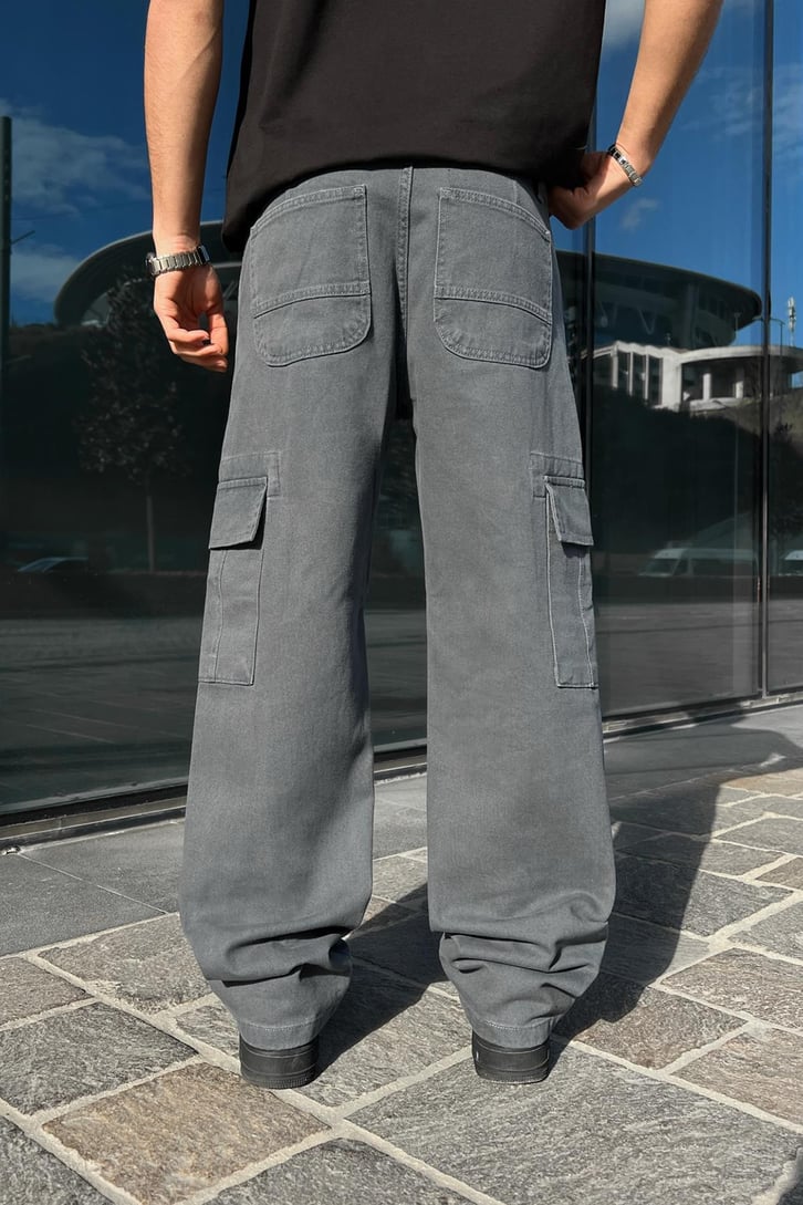 Kargo Cep Füme Baggy Pantolon